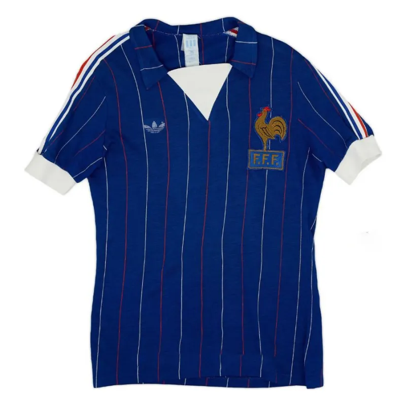 Le maillot rétro domicile de l'équipe nationale de France en 1982 - Bleu