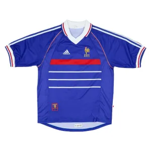 La maglia retro di casa della squadra nazionale francese di Zinedine Zidane nel 1998 - blu.