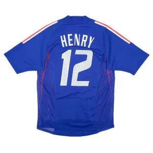 La maglia retro di casa della squadra nazionale francese di Thierry Henry dal 2002 al 2004 - blu.