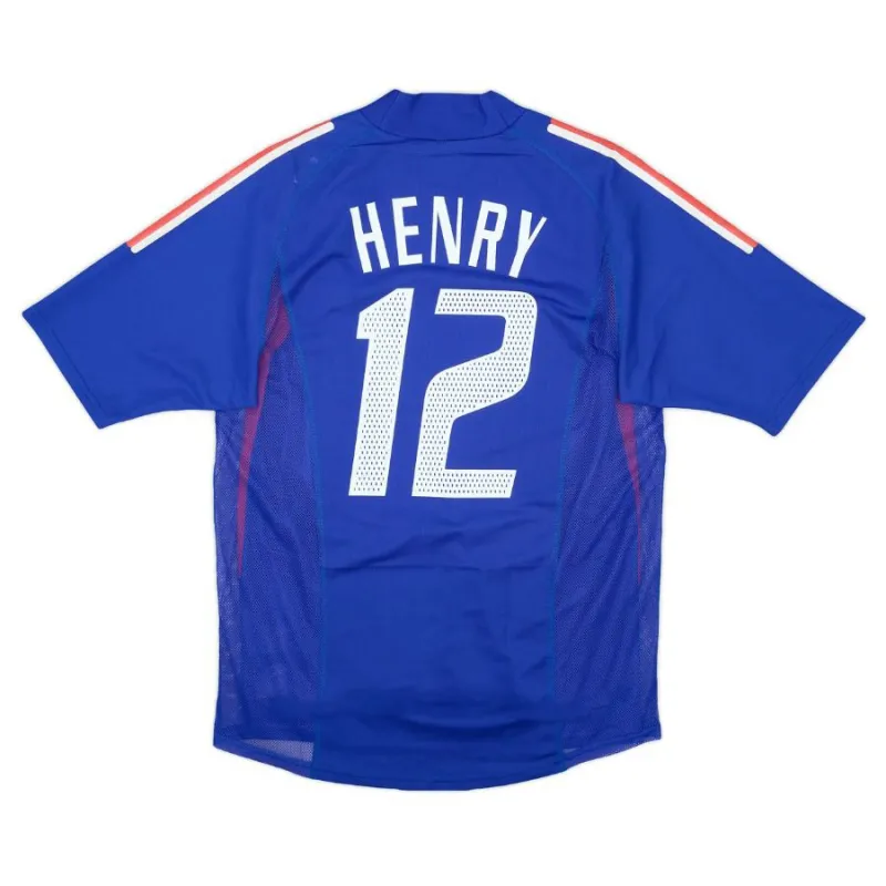 La maglia retro di casa della squadra nazionale francese di Thierry Henry dal 2002 al 2004 - blu.
