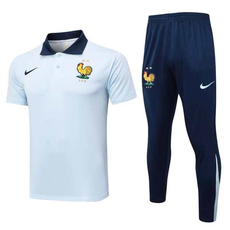 Tenue de entraînement POLO 2024/25 de l'équipe nationale française + pantalon - blanc