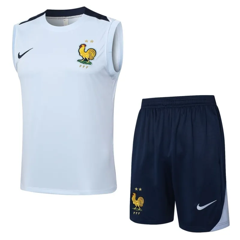 El chaleco y los pantalones cortos de la selección nacional francesa para la temporada 2024/25 - blanco claro.