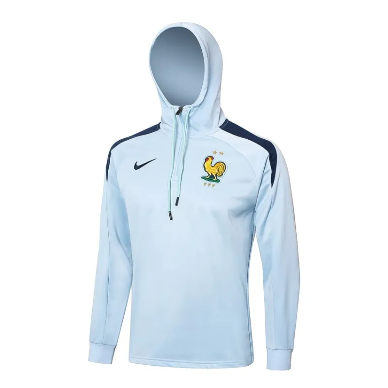The French national team's 2024/25 hooded sportswear and pants - white.