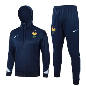 The French national team's 2024/25 hooded sportswear and pants - dark blue.