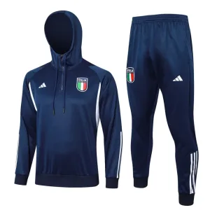 Italy's 2024/25 hooded sportswear + trousers - dark blue