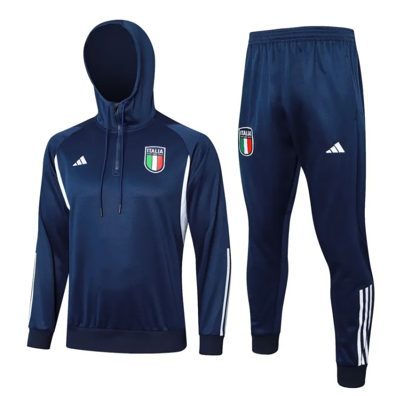 Italy's 2024/25 hooded sportswear + trousers - dark blue