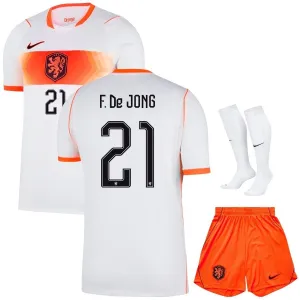 Netherlands F. DE JONG 2026/27 Away Kids Kit White