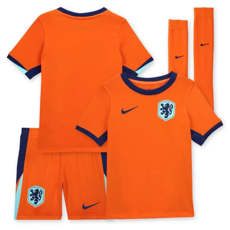 The Netherlands' 2024/25 home kids' football jersey set - orange
