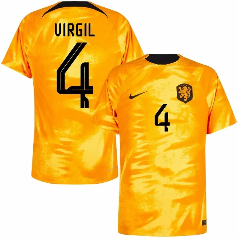 Maglia di casa dei Paesi Bassi per la Coppa del mondo di calcio 2022 di Virgil - arancione