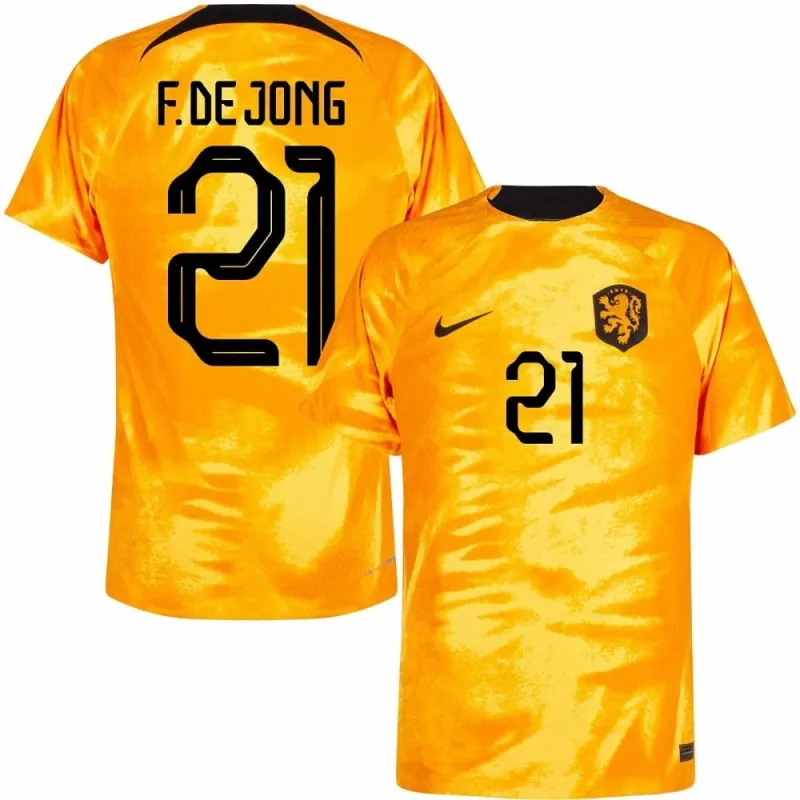 Maglia di casa dei Paesi Bassi per la Coppa del mondo di calcio 2022 di De Jong - arancione