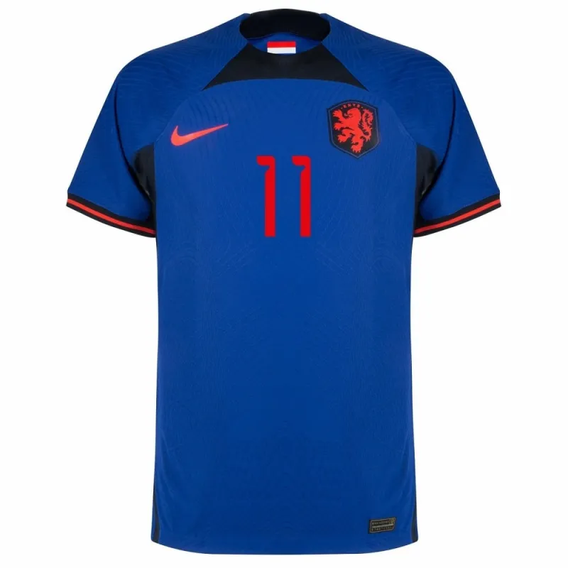 Berghuis' Netherlands 2022 FIFA World Cup away football jersey - blue