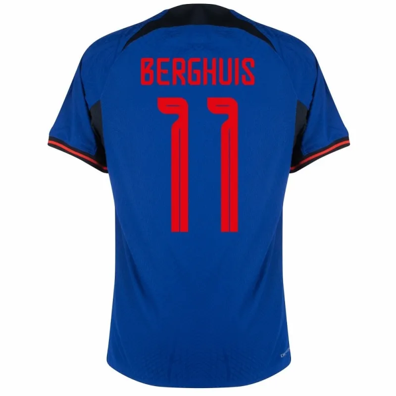 Berghuis' Netherlands 2022 FIFA World Cup away football jersey - blue