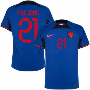 Frenkie de Jong's Netherlands 2022 FIFA World Cup away football jersey - blue
