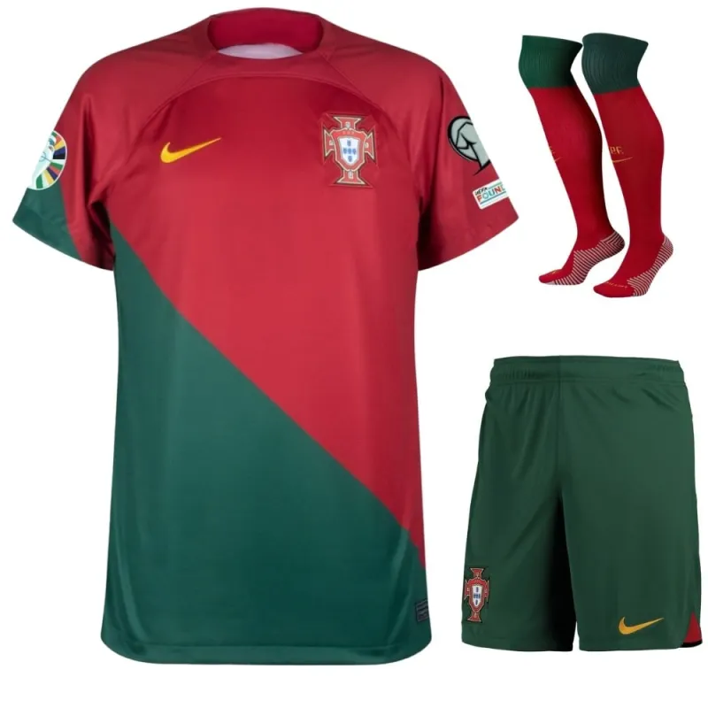 Portugal's 2024 UEFA European Championship Children's Home Jersey Set - Red and Green