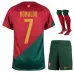 Set di maglie per bambini di casa della Coppa del mondo 2022 del Portogallo di Ronaldo - Rosso e Verde