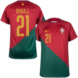 Diogo Jota's Portugal 2022 FIFA World Cup Home Jersey - Red and Green