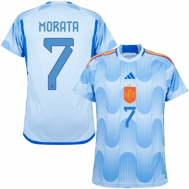 Morata. Maglia d'esterno della Spagna per la Coppa del mondo FIFA 2022 - Blu