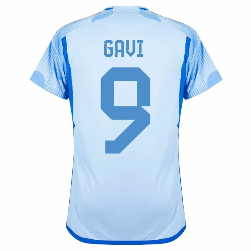 Gavi. Maglia d'esterno della Spagna per la Coppa del mondo FIFA 2022 - Blu