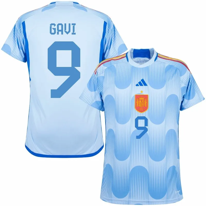 Gavi. Maglia d'esterno della Spagna per la Coppa del mondo FIFA 2022 - Blu