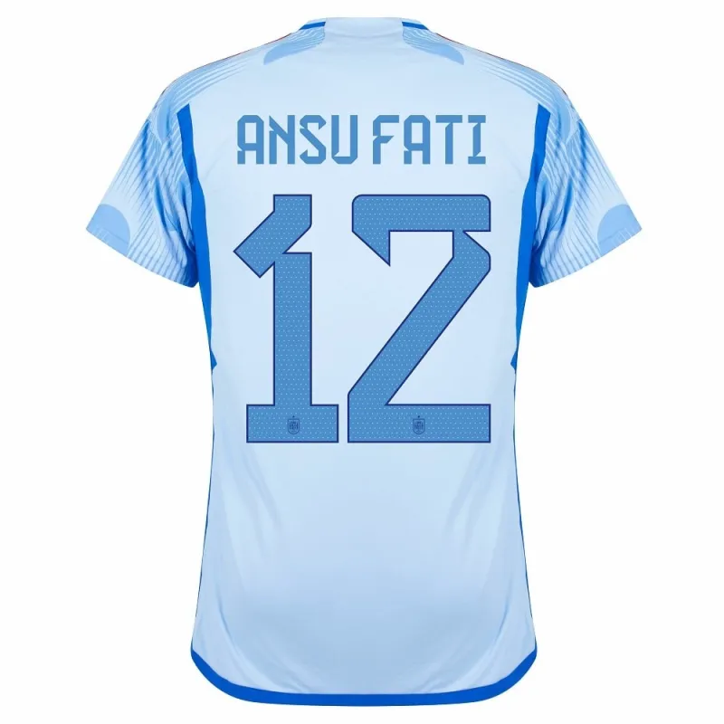 Ansu Fati. Camiseta de fuera de España para la Copa del Mundo FIFA 2022 - Azul