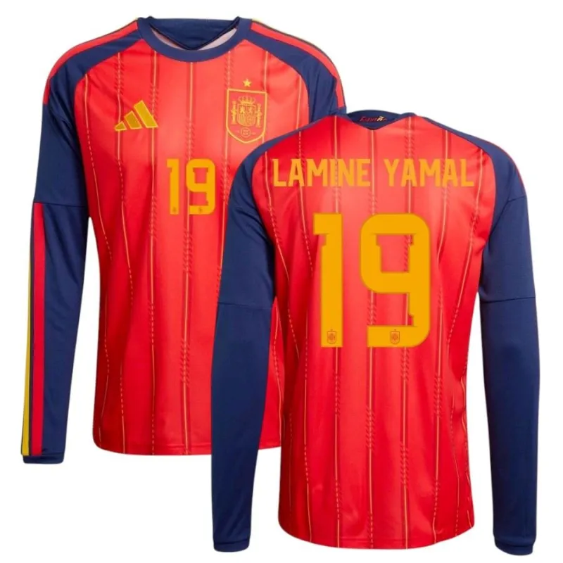 Spain LAMINE YAMAL 2026/27 Home Long Sleeve Jersey - Red