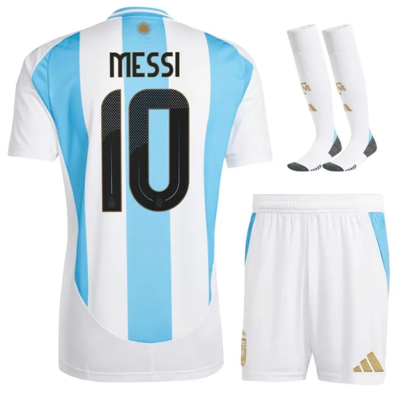 Messi Argentina 2024/25 Maglia Casa Bambino Set - Blu e Bianco