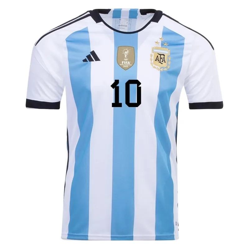 Messi, Argentina 2022/23 3-Star Home Jersey (Sky Blue)