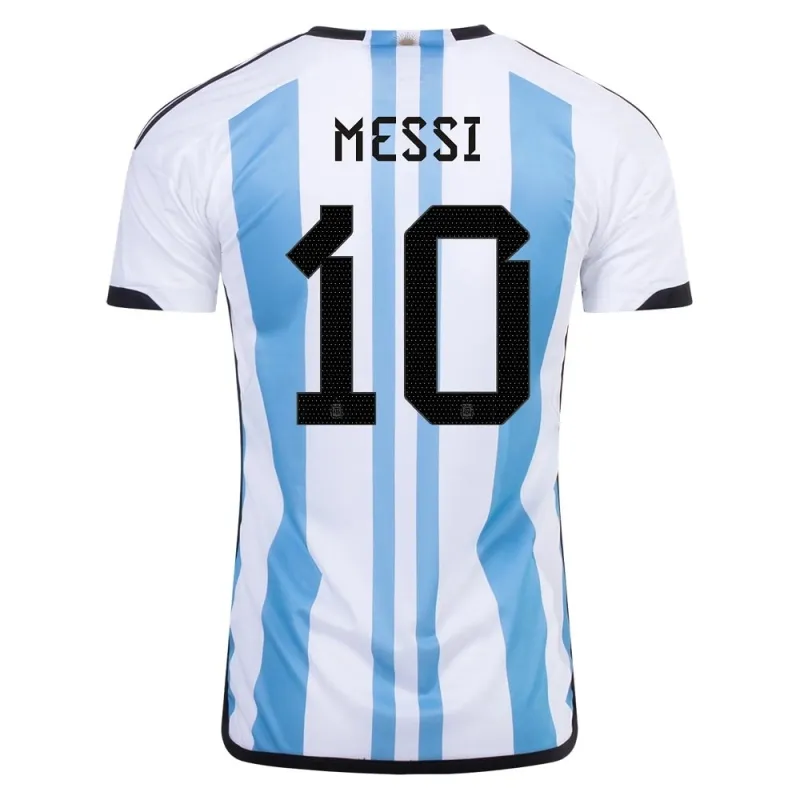 Messi, Argentina 2022/23 3-Star Home Jersey (Sky Blue)