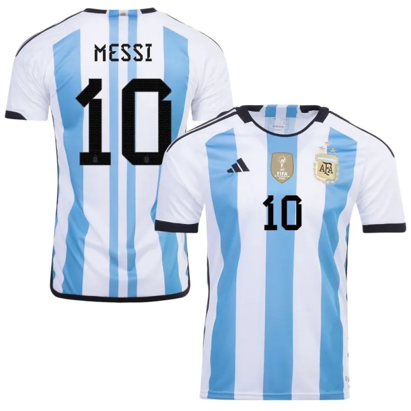 Messi, Argentina 2022/23 3-Star Home Jersey (Sky Blue)