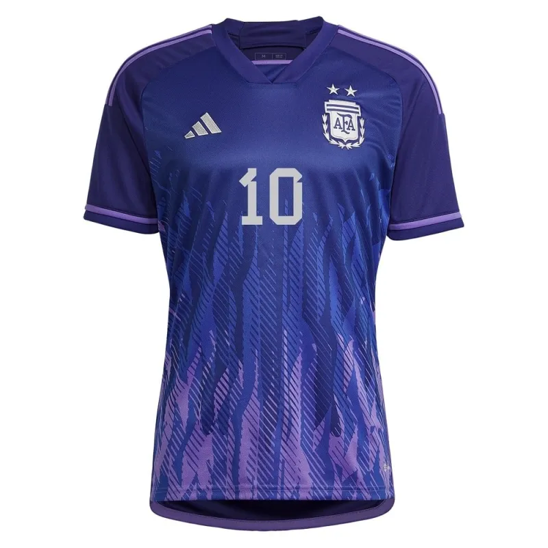 Messi, Argentinien 2022 Weltmeisterschaft Auswärtstrikot (Blau)