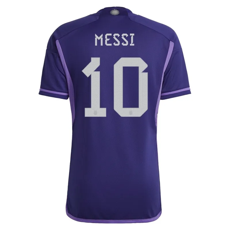 Messi, Argentinien 2022 Weltmeisterschaft Auswärtstrikot (Blau)