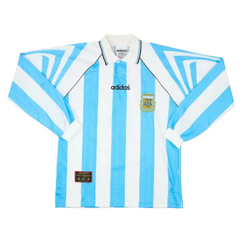 Argentina Long-sleeved 1998 Home Jersey (Blue and White)