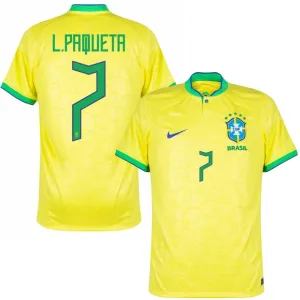 L. Paqueta, 2022 FIFA World Cup Brazil Home Jersey (Yellow)