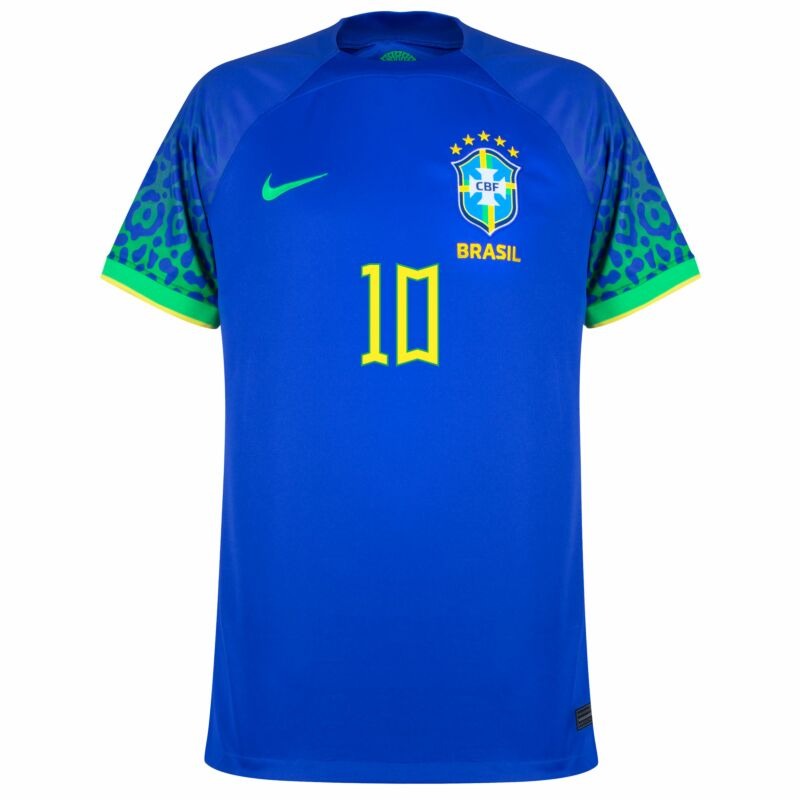 Neymar JR, Brasilien 2022 Weltmeisterschaft Auswärtsfans-Trikot (Blau)