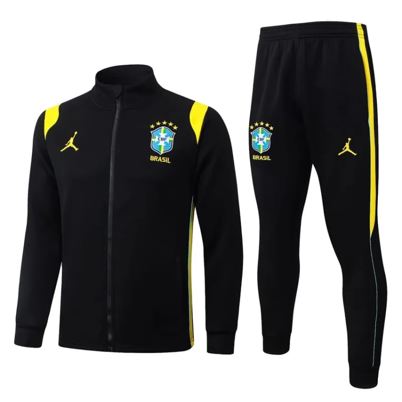Conjunto Chaqueta Deportiva Brasil 2026/27 Negro Amarillo