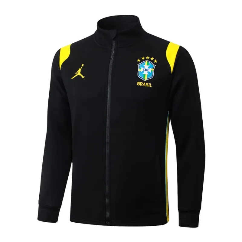 Conjunto Chaqueta Deportiva Brasil 2026/27 Negro Amarillo