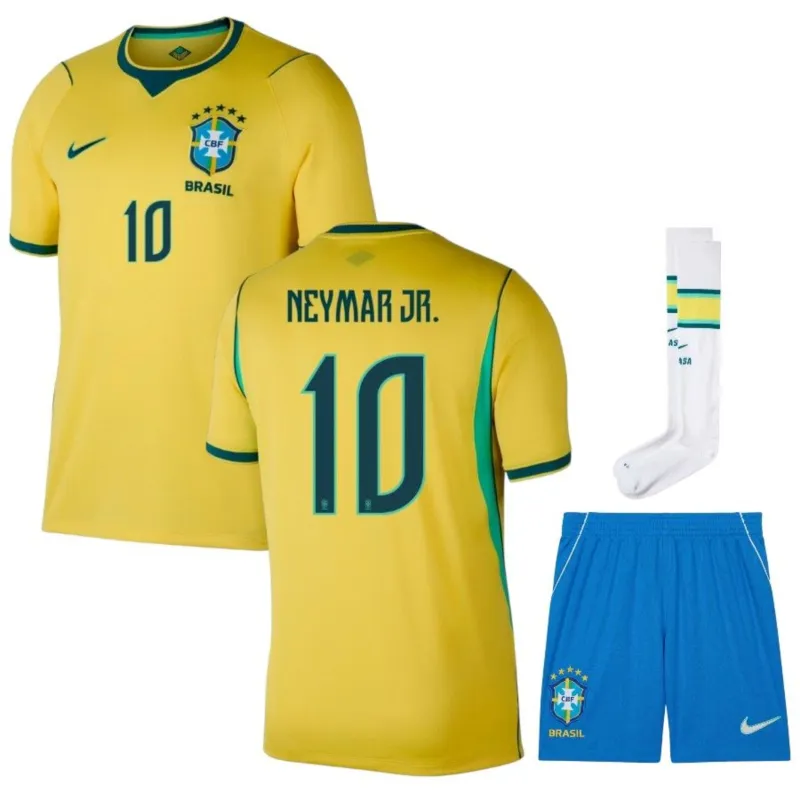 Brazil NEYMAR JR 2026/27 Home Kids Kit Yellow