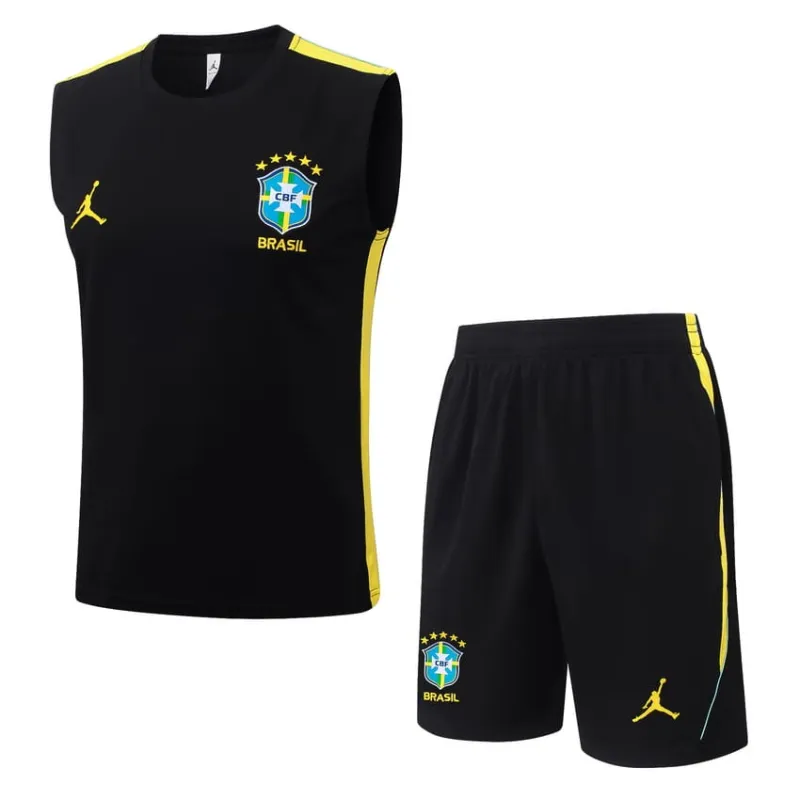 Conjunto Chaleco Entrenamiento Brasil 2026/27 Negro Amarillo