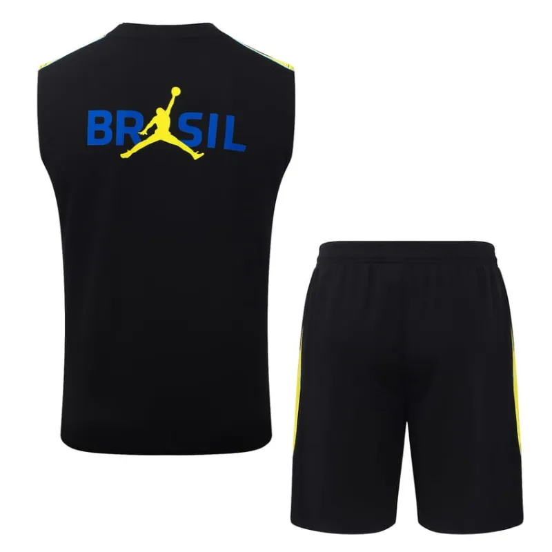 Conjunto Chaleco Entrenamiento Brasil 2026/27 Negro Amarillo