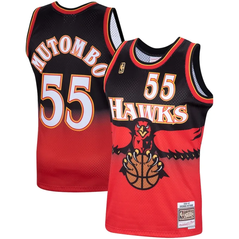 Atlanta Hawks Camiseta Swingman Dikembe Mutombo - Negra/Roja