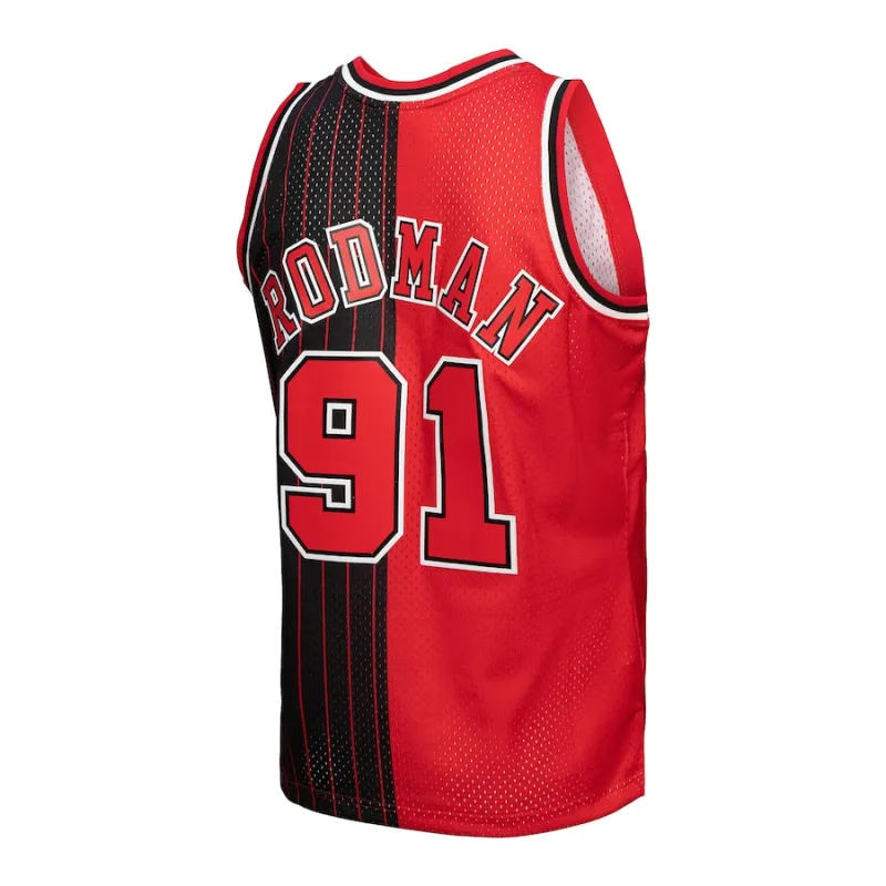 Dennis Rodman Chicago Bulls Mitchell & Ness Hardwood Classics 1995/96 Split Swingman Jersey