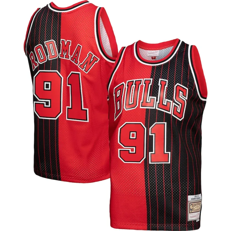 Dennis Rodman Chicago Bulls Mitchell & Ness Hardwood Classics 1995/96 Split Swingman Jersey