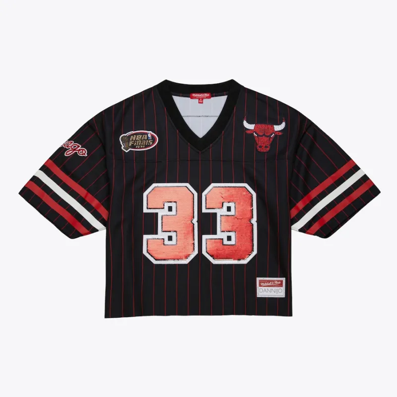 Scottie Pippen Chicago Bulls Mitchell & Ness x DANNIJO Women's Cropped Fashion Soccer Jersey - Black