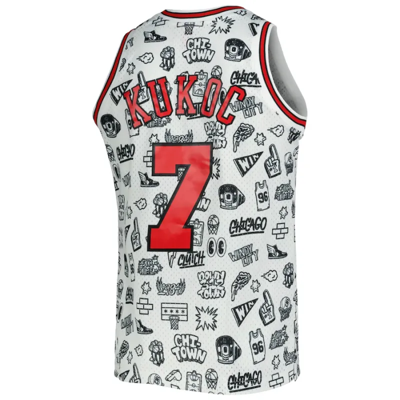 Toni Kukoč, Chicago Bulls Mitchell & Ness 1997/98 Hardwood Classics Doodle Swingman Jersey - White