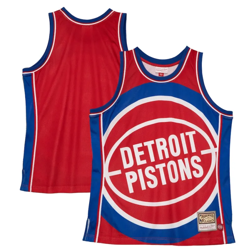 Detroit Pistons Maglia di moda Hardwood Classics Blown Out di Mitchell & Ness - Rosso