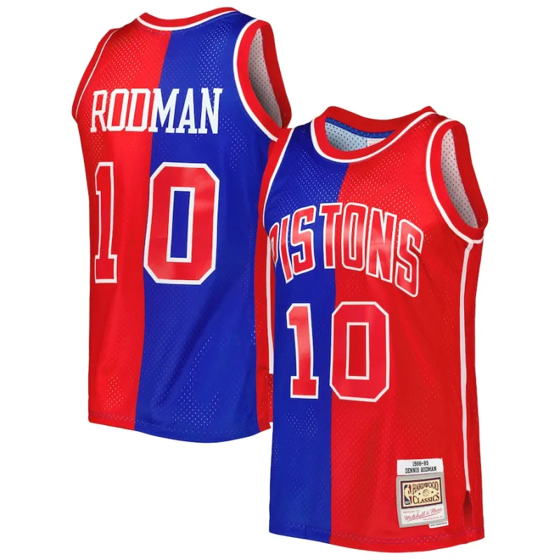 Camiseta Dennis Rodman Detroit Pistons Mitchell & Ness Hardwood Classics 1988/89 Split Swingman
