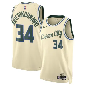 Milwaukee Bucks Giannis Antetokounmpo 2025/26 Jersey - City Edition - Cream