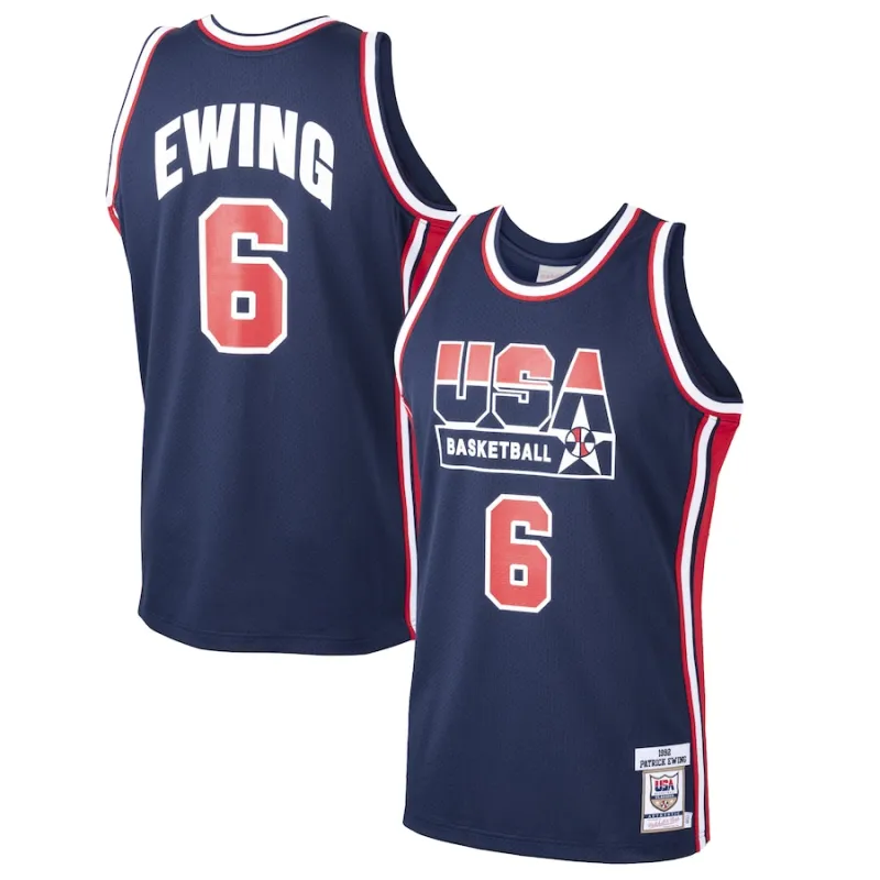 Patrick Ewing, US-Basketballteam Mitchell & Ness 1992 Dream Team Jersey - Marineblau