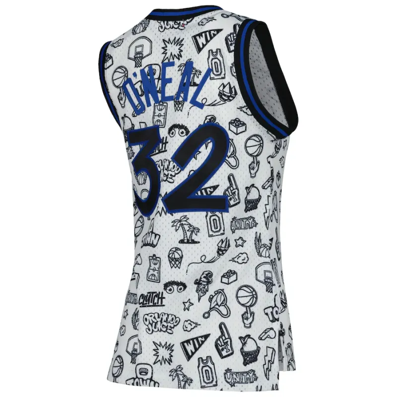Shaquille O'Neal, Maglia Swingman Doodle 1994 per donne di Mitchell & Ness per Orlando Magic - Bianco