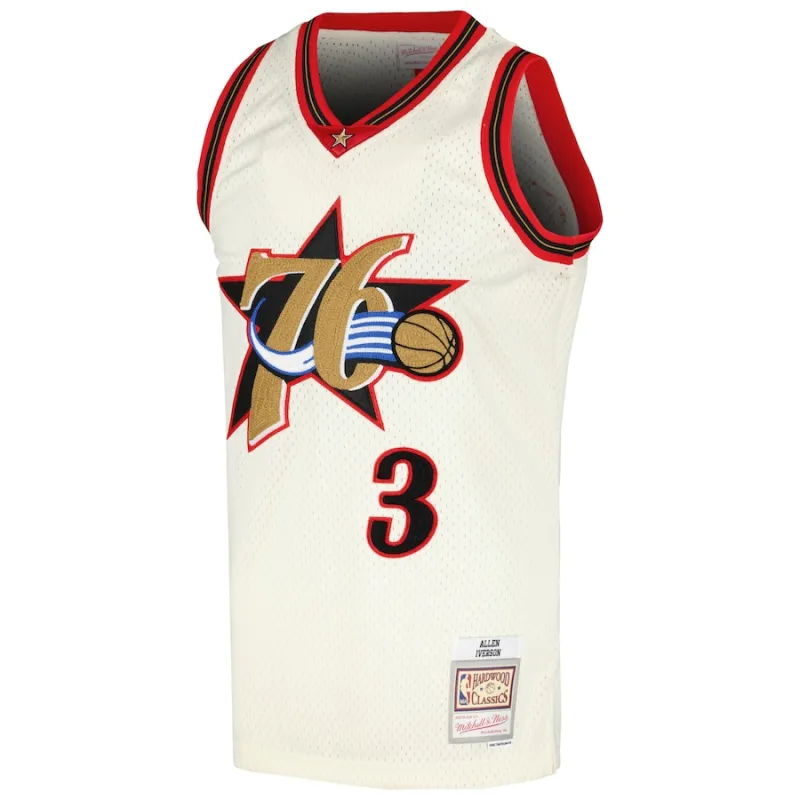 Allen Iverson Philadelphia 76ers Mitchell & Ness Swingman Jersey - Creme-Farbe